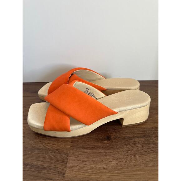 Sanctuary Lively Orange Leather Sandals Women’s size 7.5 bright Strappy, slip-on - Picture 6 of 9